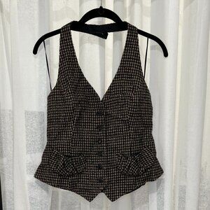 Anne Fontaine 100% Wool Herringbone Vest